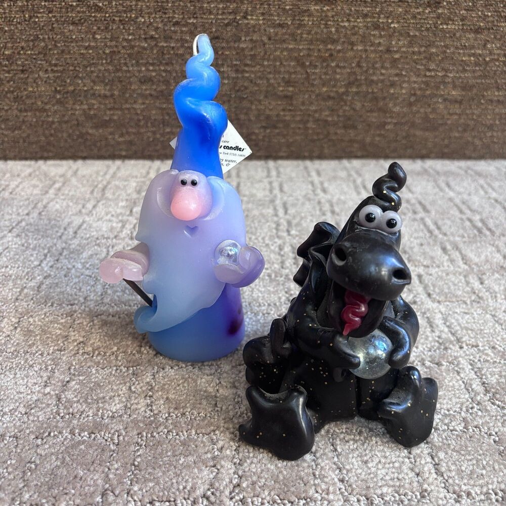 Northern Lights "Wee Wizards" & Dragon Figural Candle Crystal Ball Y2K Vintage